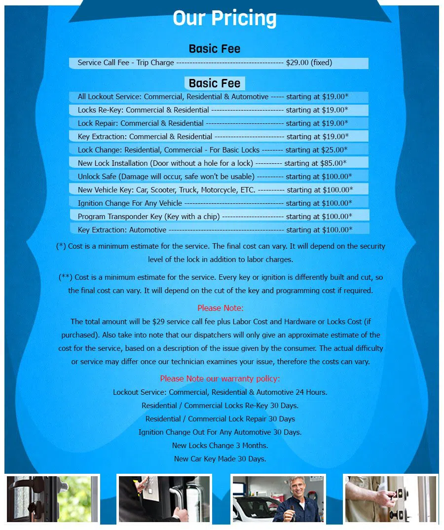 Torrance Locksmith, Torrance, CA 310-955-5858 - Pricelist